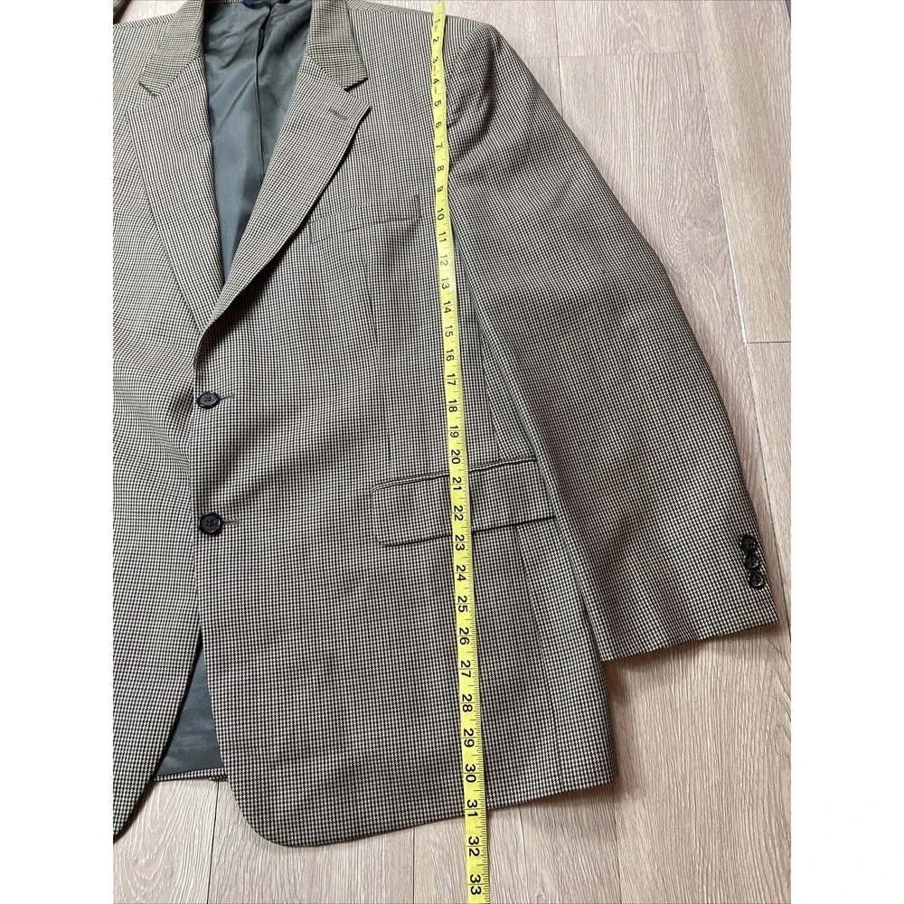 Brooks Brothers Mens‎ Houndstooth Blazer Jacket Size 46R Button Front Sport Coat